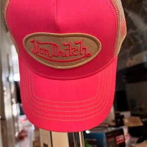 Von Dutch Hot Pink and Beige Cap